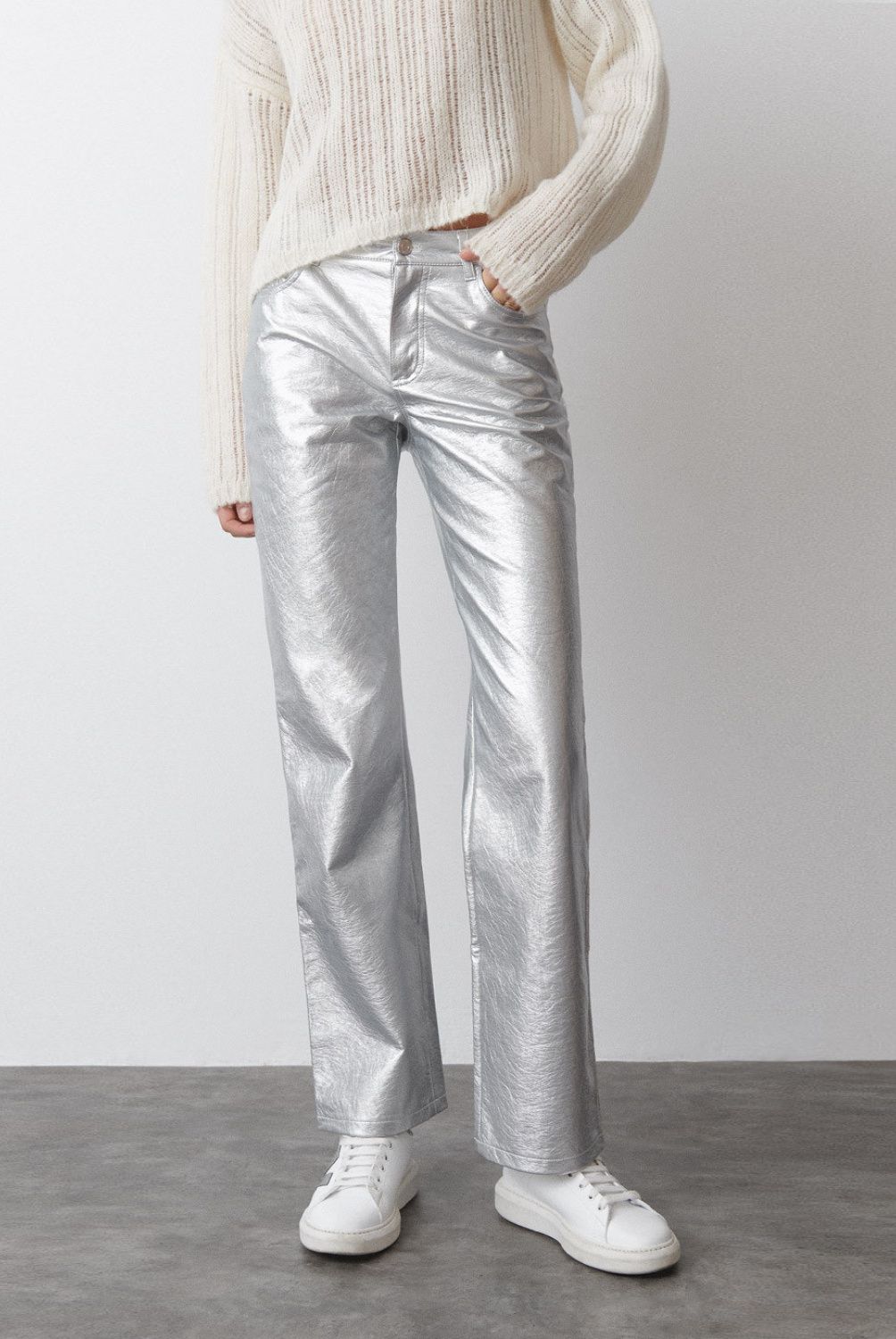 BROWNIE - Pantalón Metalizado Efecto Piel Mujer Brownie