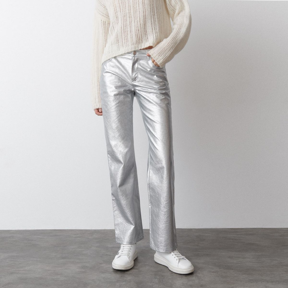 BROWNIE - Pantalón Metalizado Efecto Piel Mujer Brownie