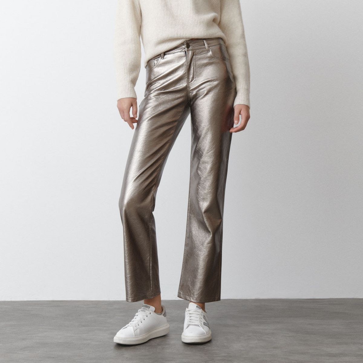 BROWNIE - Pantalón Metalizado Efecto Piel Mujer Brownie