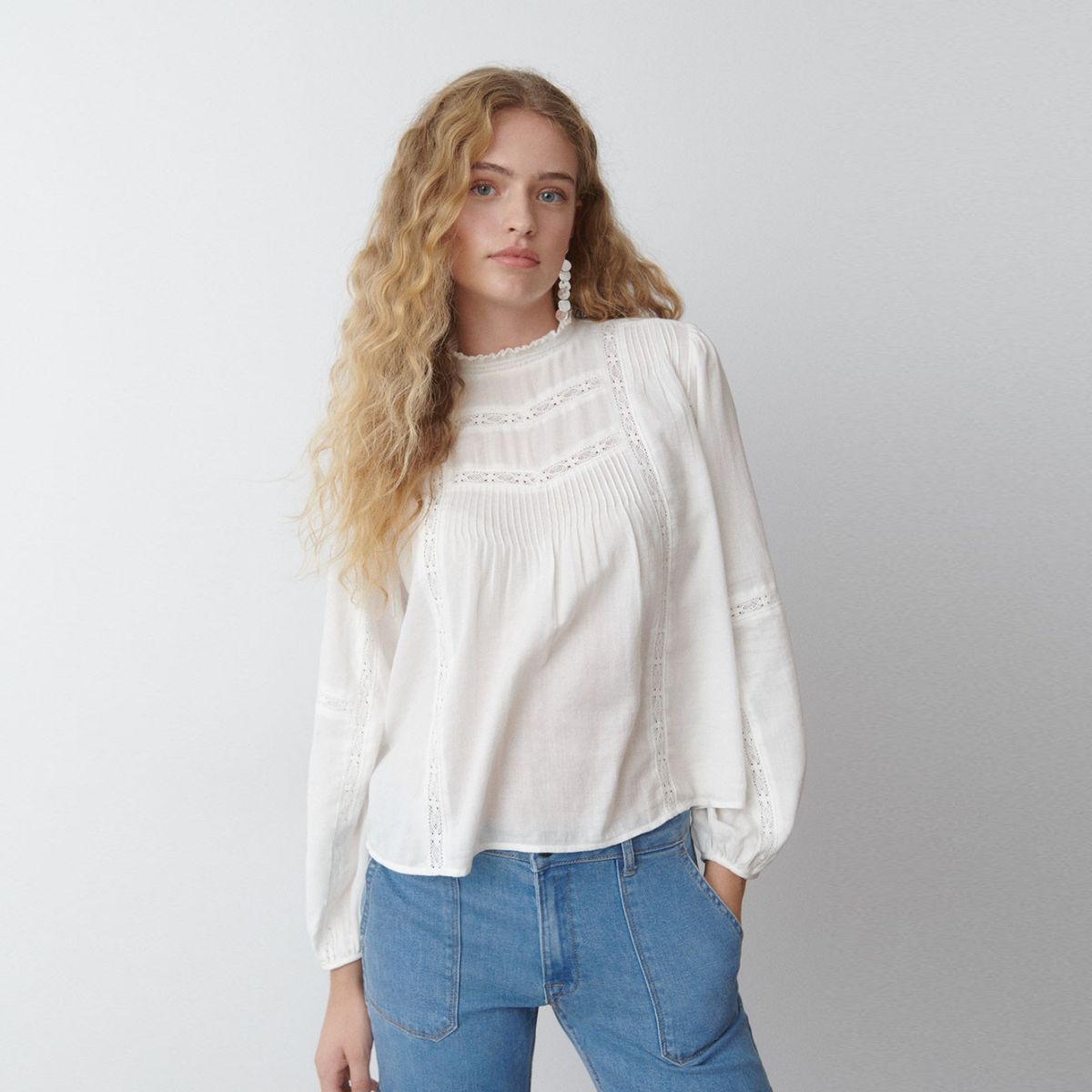 BROWNIE - Blusa Romantica Puntillas Mujer Brownie