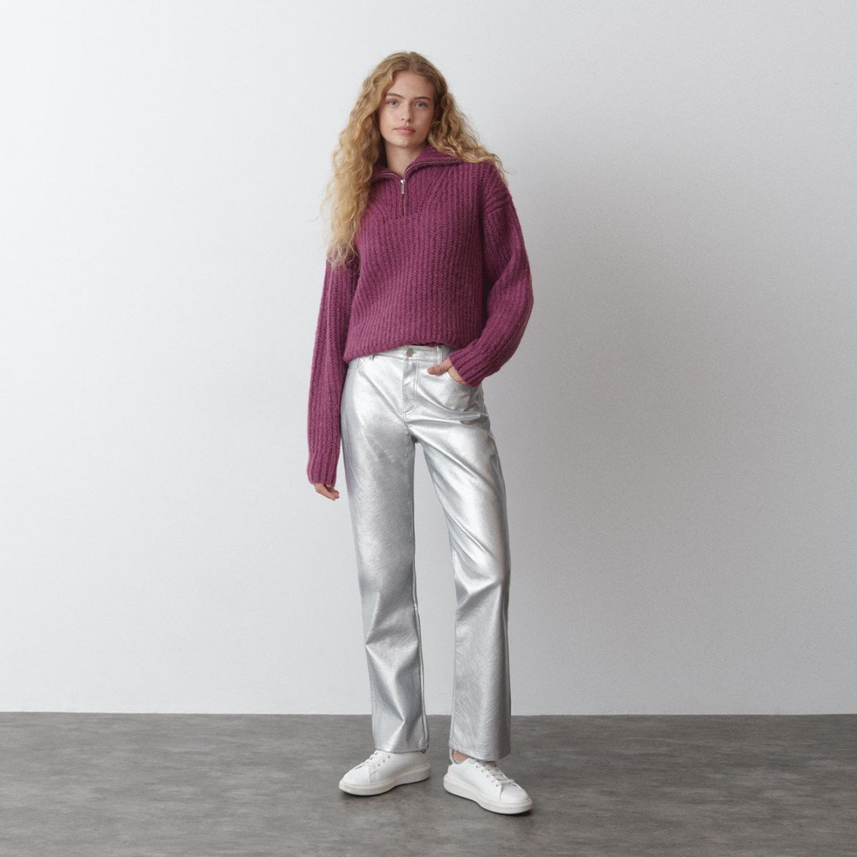 BROWNIE - Sweater Cremallera Cuello Mujer Brownie