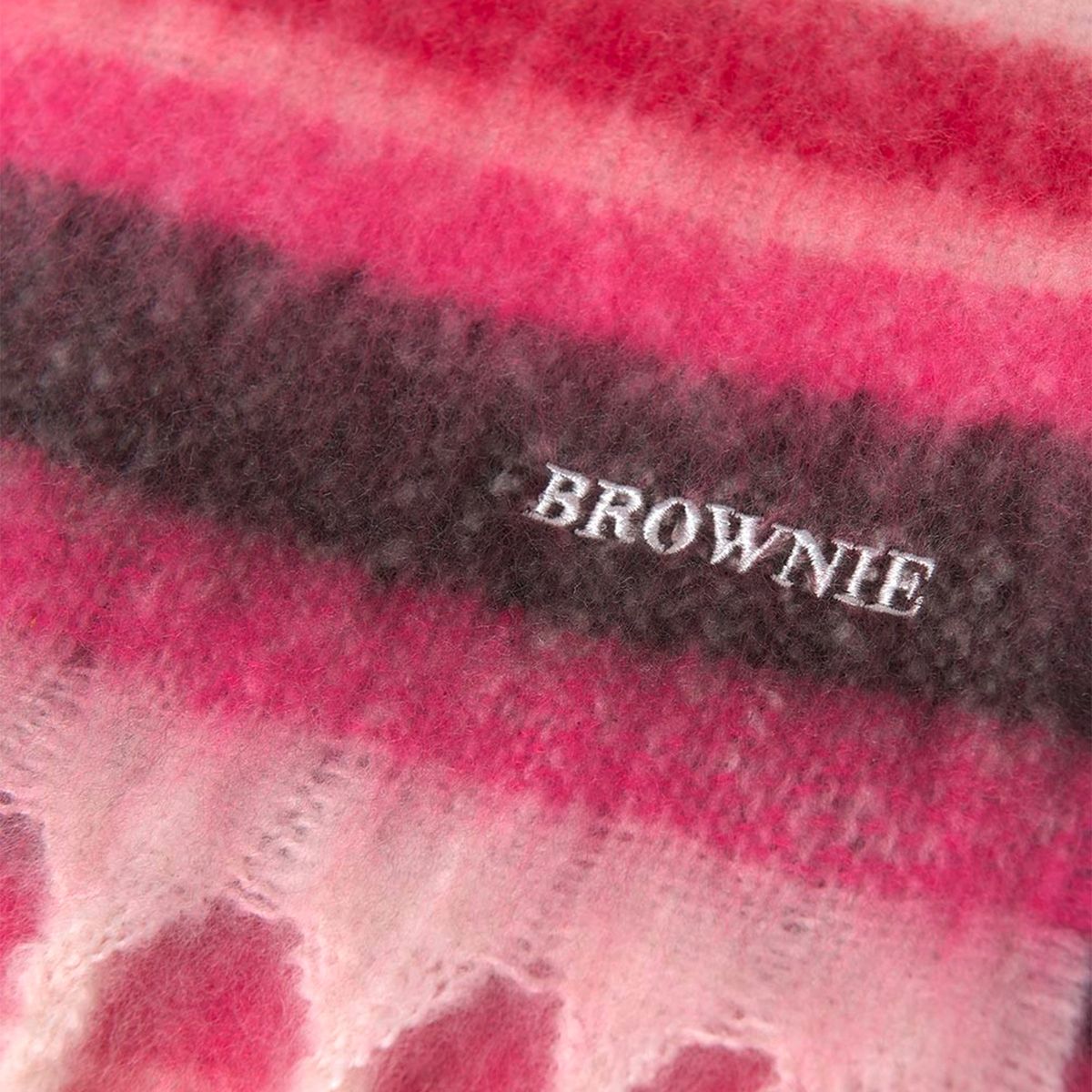 BROWNIE - Bufanda Gruesa Estrecha Lisa Flecos Mujer Brownie