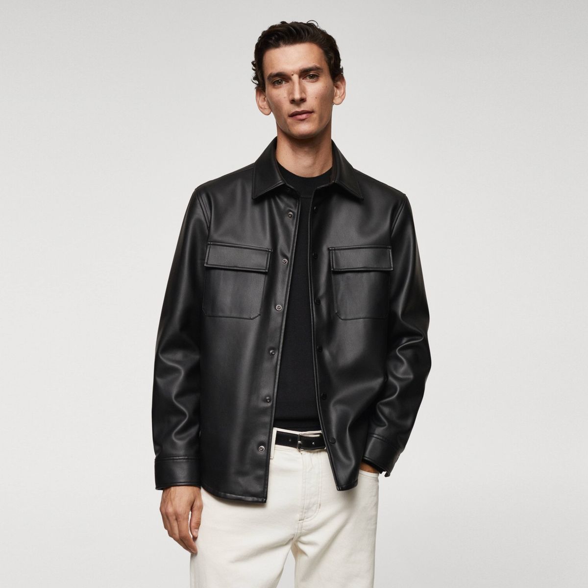 MANGO MAN - Chaqueta Efecto Piel Hombre Mango Man