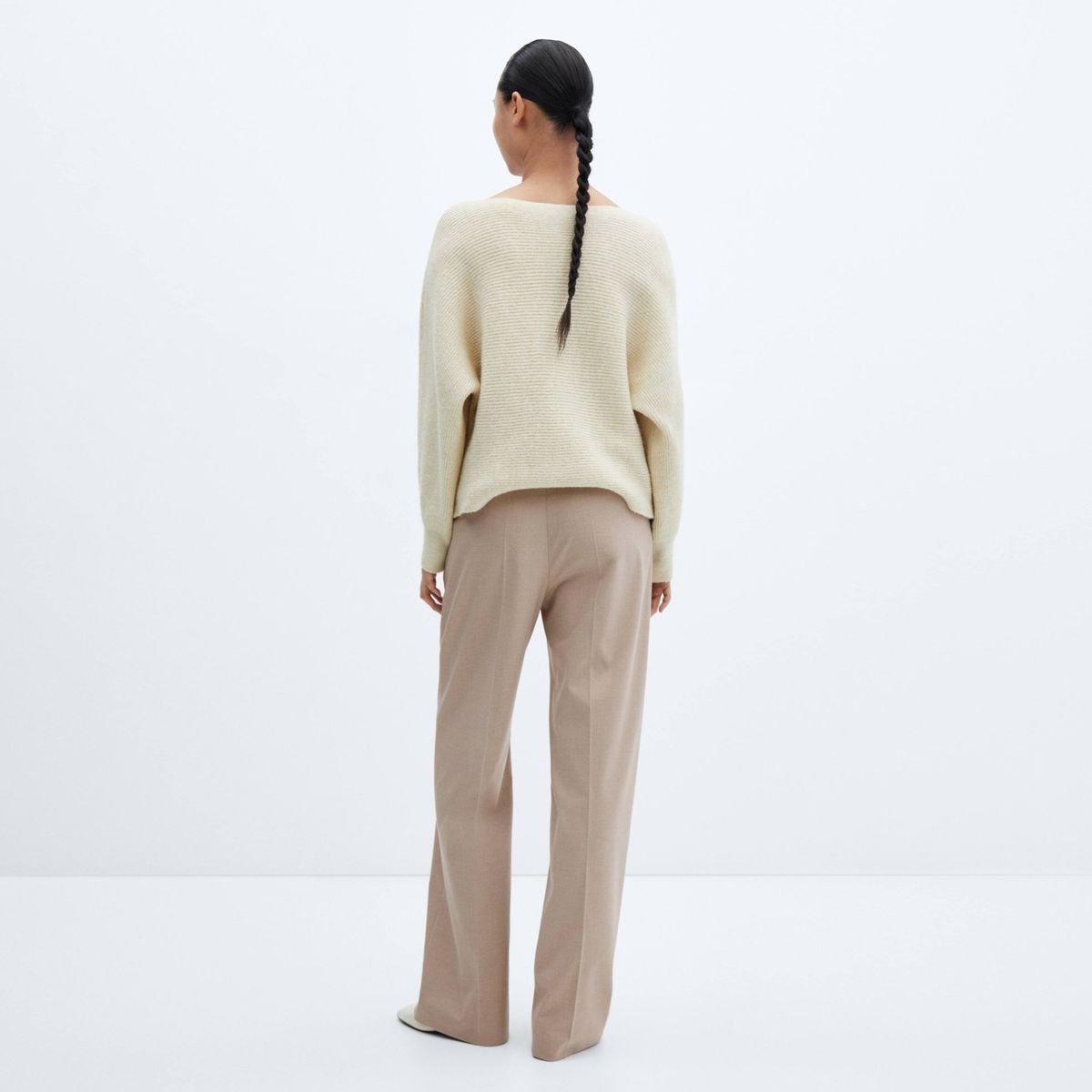 MANGO - Pantalón Wideleg Cintura Elástica Mujer Mango