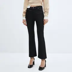 MANGO - Jeans Sienna Tiro Alto Flare Crop Engomado Mujer