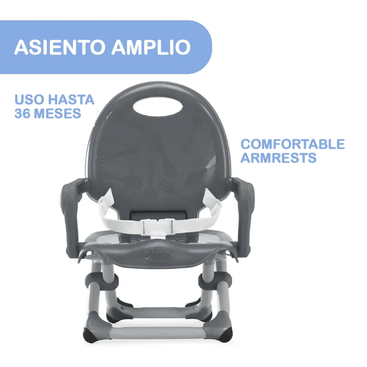 CHICCO - Silla Comer Tipo Booste Pocket Snack Grey Chicco