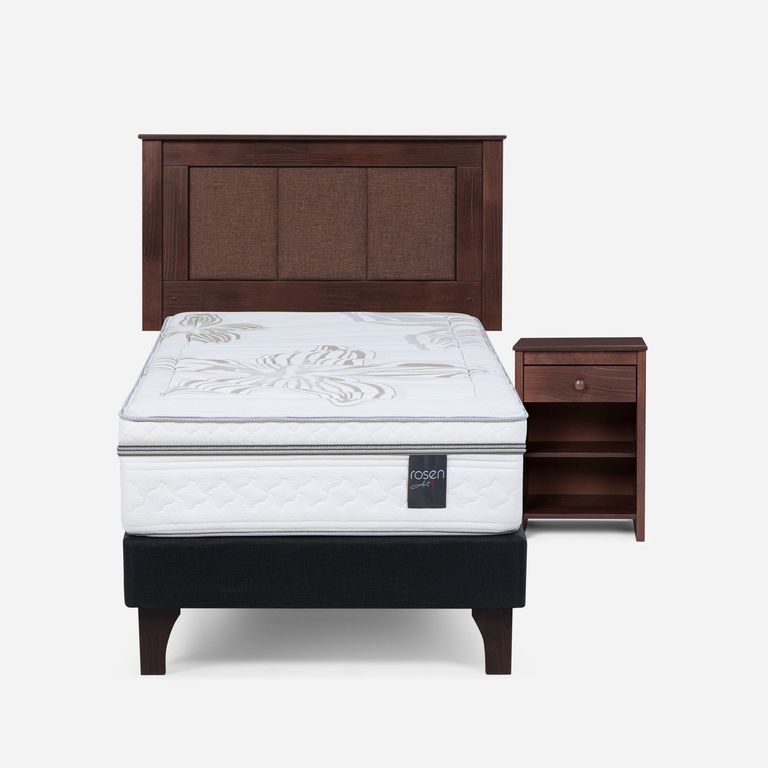 Cama Europea Art 4 1.5 Plazas x 2.00mt + Respaldo + 1 Velador