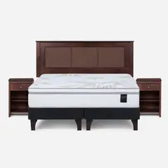 ROSEN - Cama Europea Art 4 2 Plazas + Respaldo + 2 Veladores