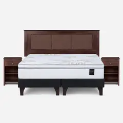 ROSEN - Cama Europea Art 4 King + Respaldo + 2 Veladores
