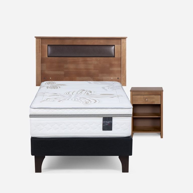 Cama Europea Art 4 1.5 Plazas x 2.00mt + Respaldo + 1 Velador