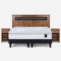 Cama Europea Art 4 King + Respaldo + 2 Veladores