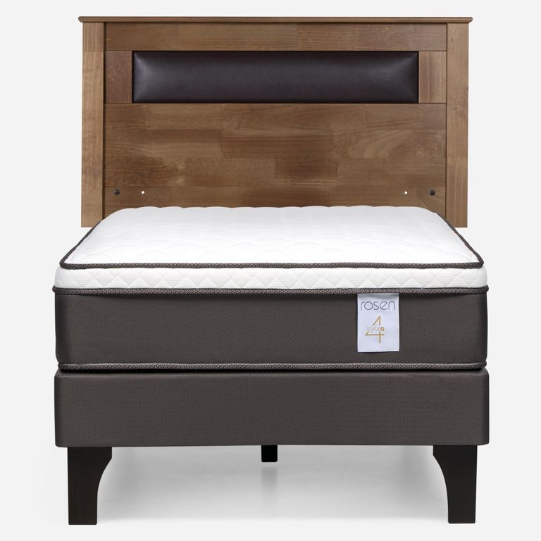 Cama Europea New Style 4 Plus Plus 1 Plaza x 2.00 mt + Respaldo