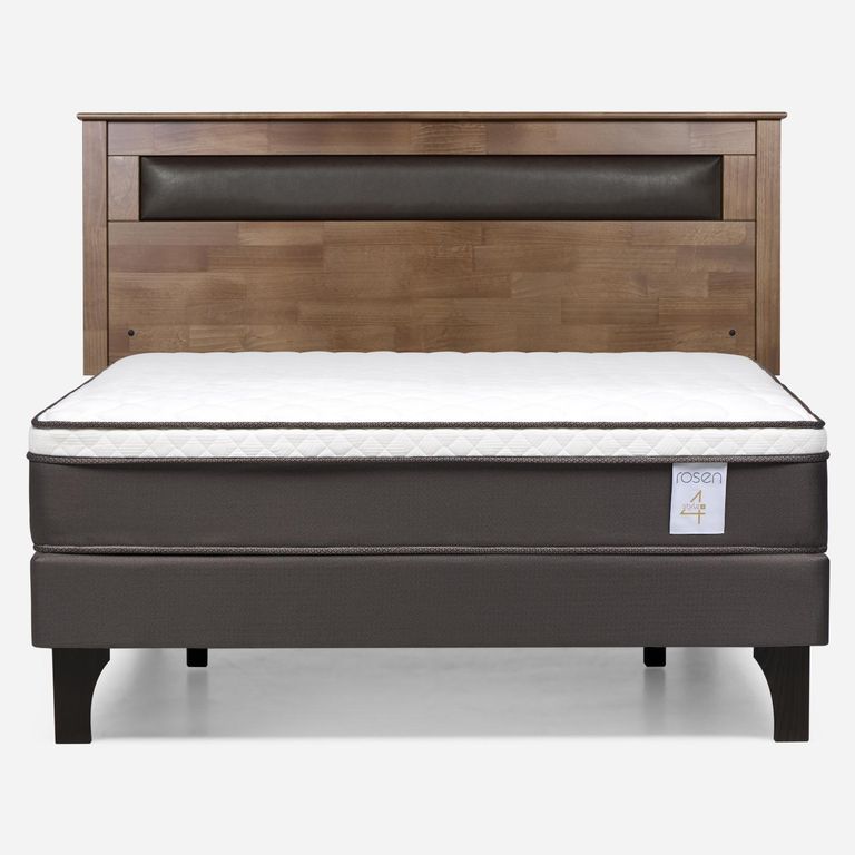 Cama Europea New Style 4 Plus Plus 2 Plazas x 2.00 mt Base Normal + Respaldo
