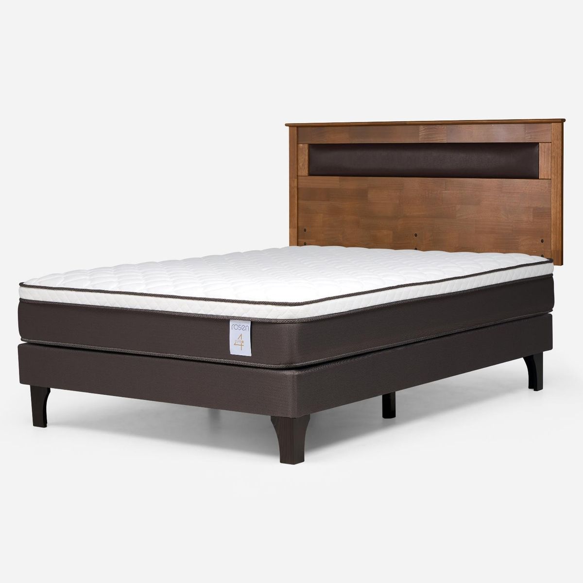 ROSEN - Cama Europea New Style 4 Plus 2 Plazas x 2.00 mt Base Normal + Respaldo Rosen