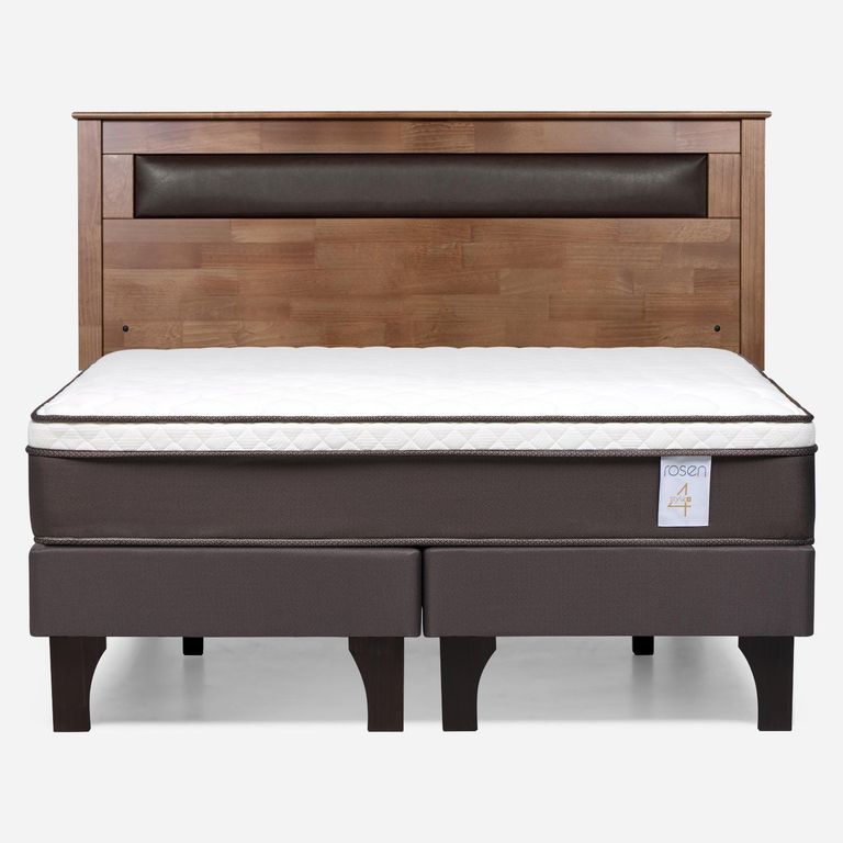 Cama Europea New Style 4 Plus Plus 2 Plazas x 2.00 mt Base Dividida + Respaldo