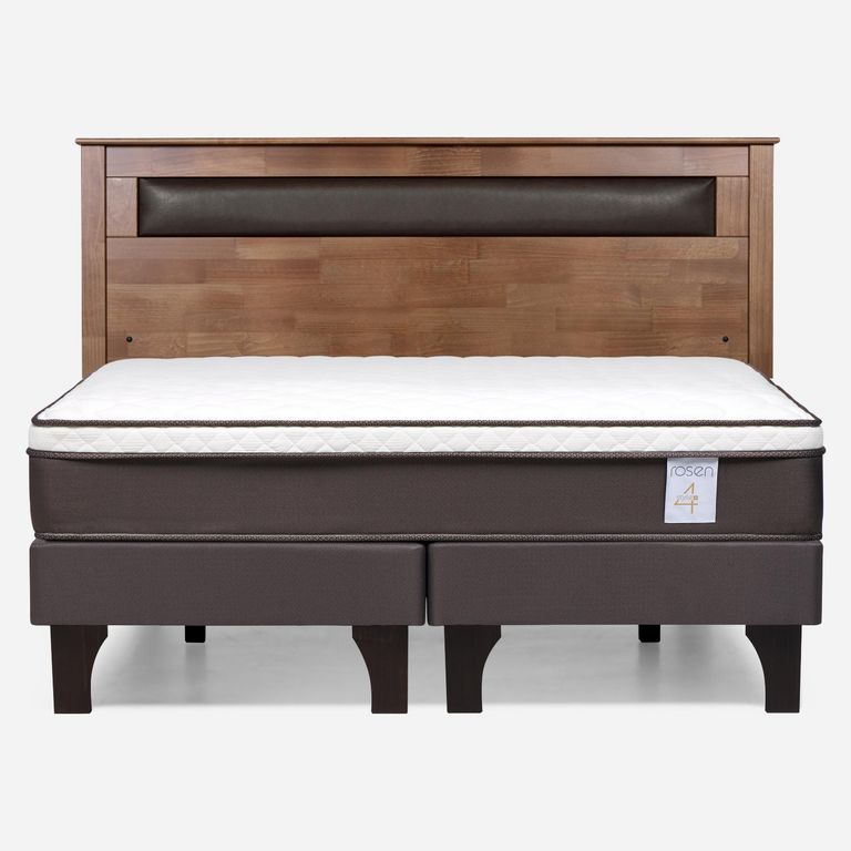 Cama Europea New Style 4 Plus Plus King x 2.00 mt Base Dividida + Respaldo Ferrara Taffy