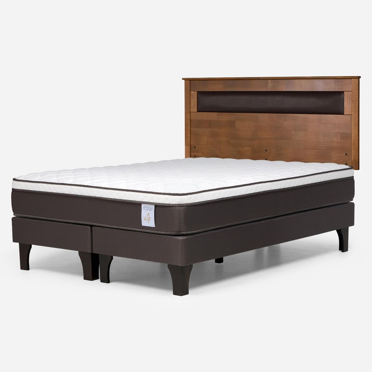 ROSEN - Cama Europea New Style 4 Plus King x 2.00 mt Base Dividida + Respaldo Rosen