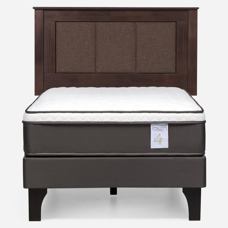 Cama Europea New Style 4 Plus Plus 1 Plaza x 2.00 mt + Respaldo