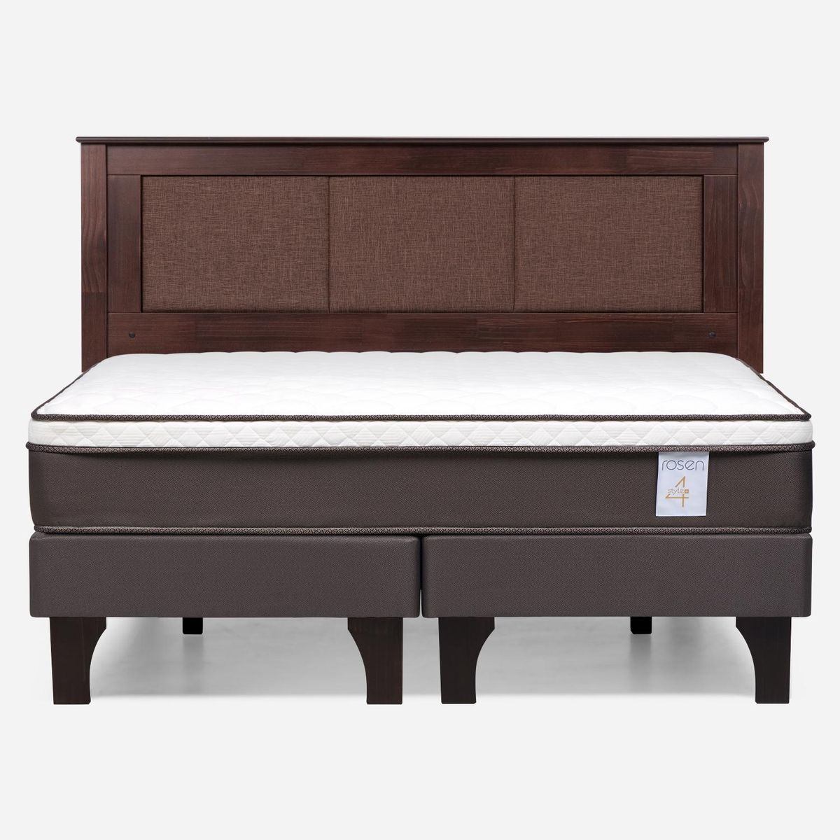 ROSEN - Cama Europea New Style 4 Plus King x 2.00 mt Base Dividida + Respaldo Rosen