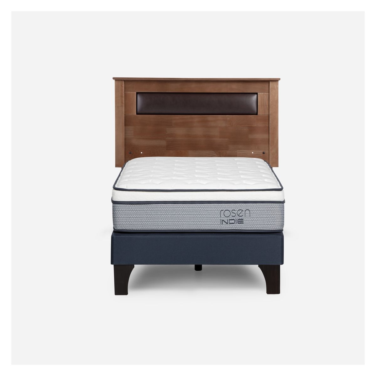 ROSEN - Cama Europea Indie 1 Plaza x 2.00 mt  + Respaldo Rosen