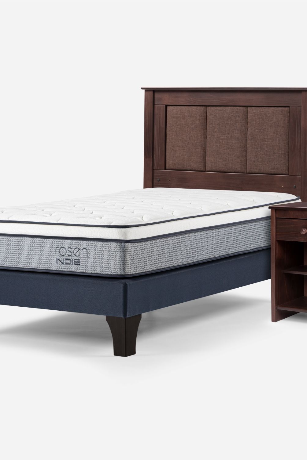 ROSEN - Cama Europea Indie 1.5 Plazas + Respaldo + Velador Rosen