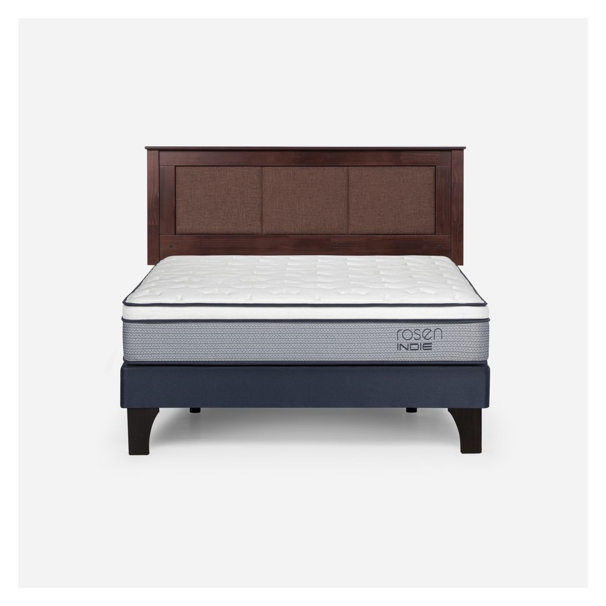 ROSEN - Cama Europea Indie 2 Plazas x 2.00 mt Base Normal + Respaldo Rosen
