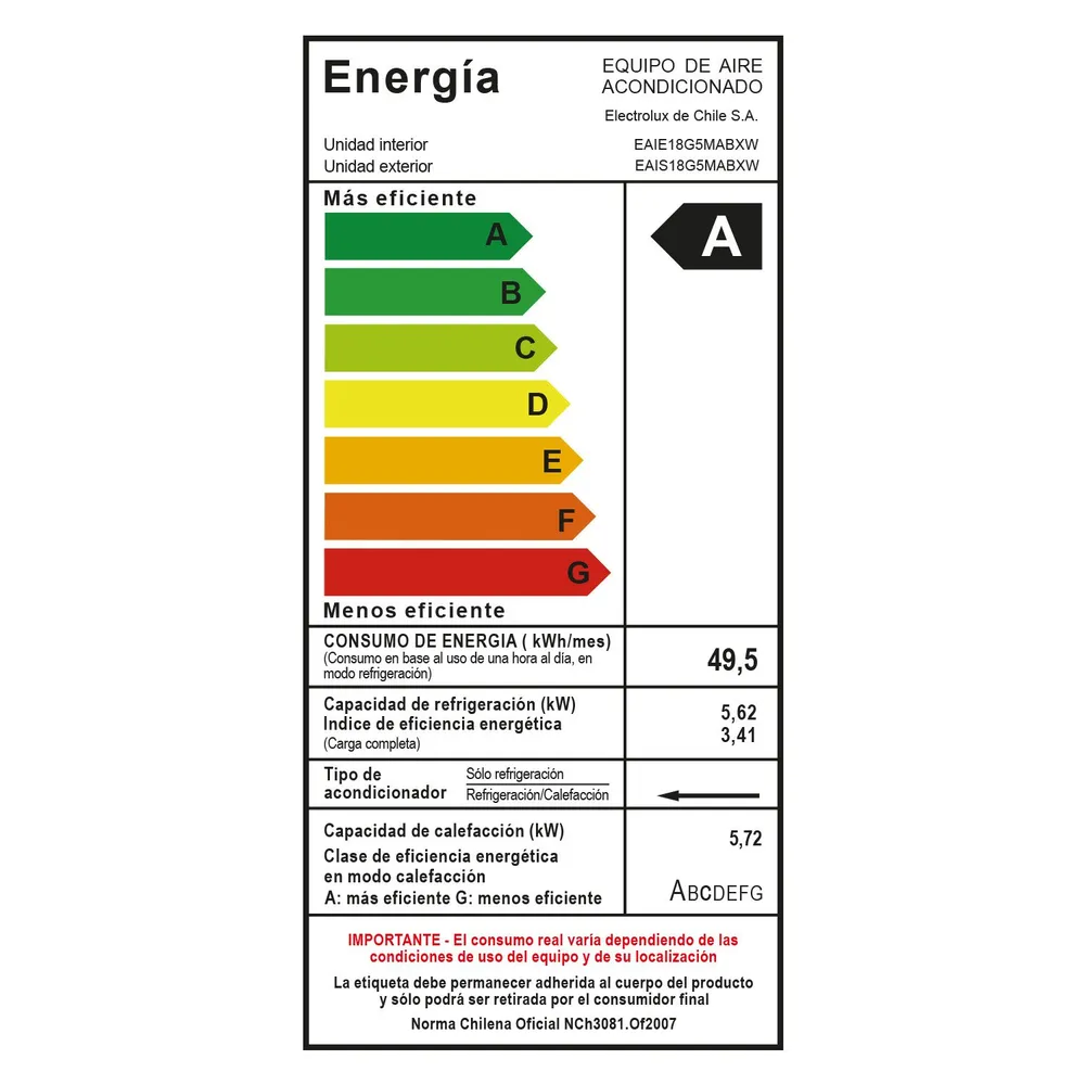 Aire Acondicionado Split Frío-Calor Inverter EAIX18G5MABXW 18000 BTU, foto 11