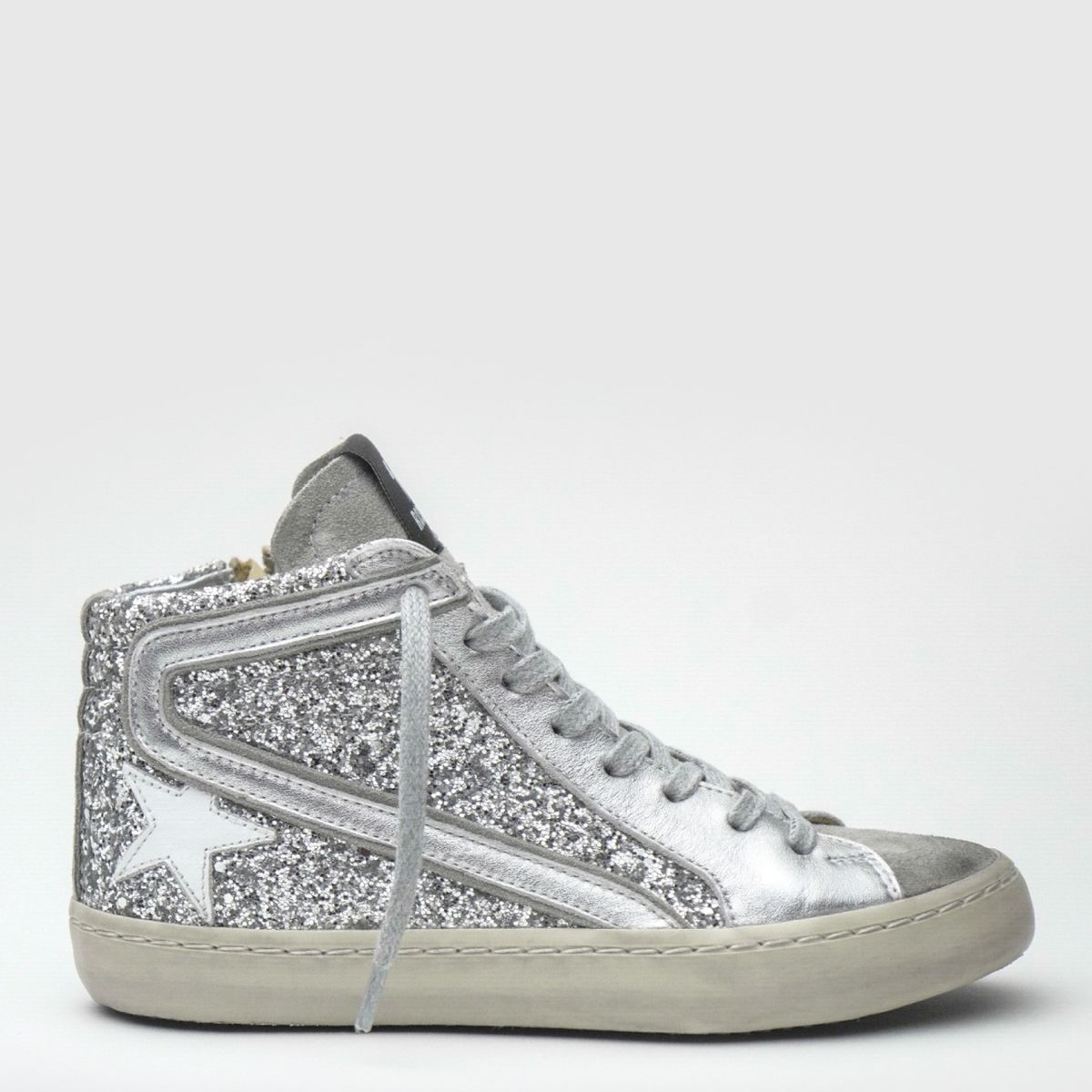 ROSSATI - Zapatilla Urbana Mujer Cuero Plateado Rossati