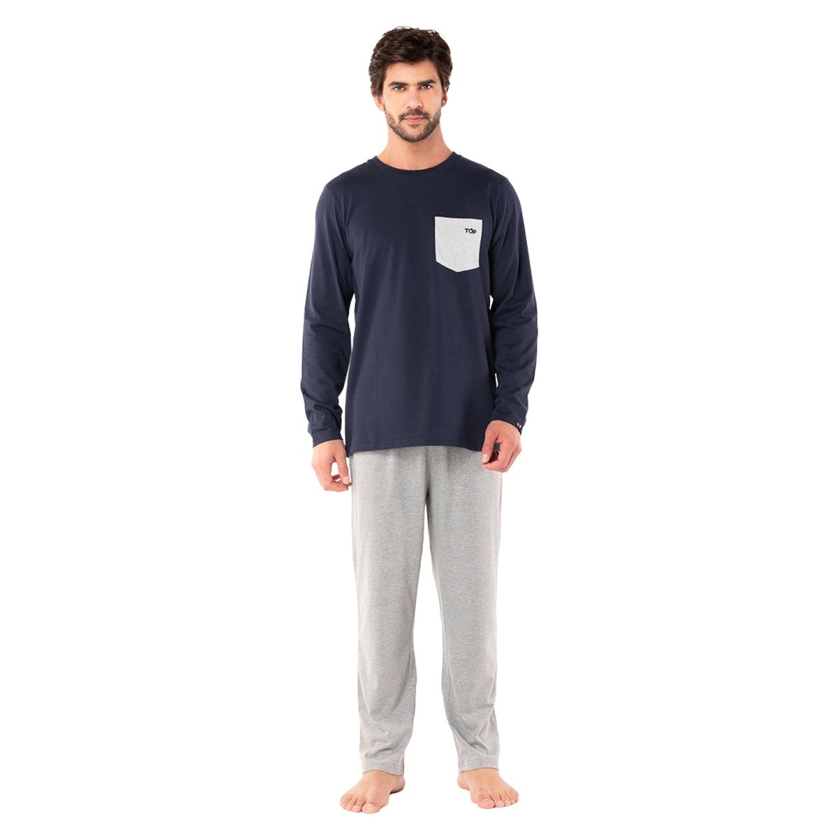 TOP - Pijama Largo Algodón Hombre Top