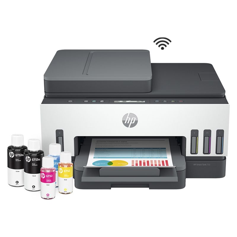 HP - Impresora Multifuncional HP Smart Tank 750 Tanque de Tinta Color Wi-Fi ADF Duplex automático Wi-Fi Direct
