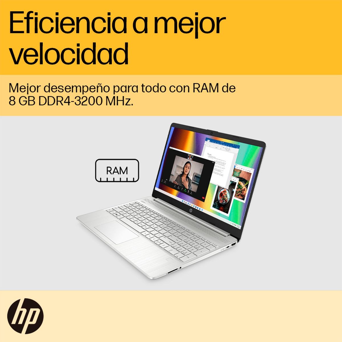 HP - Notebook HP 15-EF2516LA AMD Ryzen 3 5300U 8GB RAM 512GB SSD 15,6" FHD Webcam HD