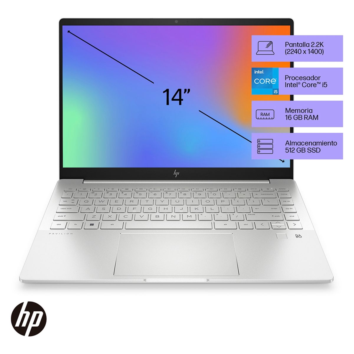 HP - Notebook HP Pavilion Plus 14-EH1001LA Intel Core i5 13a Gen 16GB RAM 512GB SSD 2,2K 100% sRGB