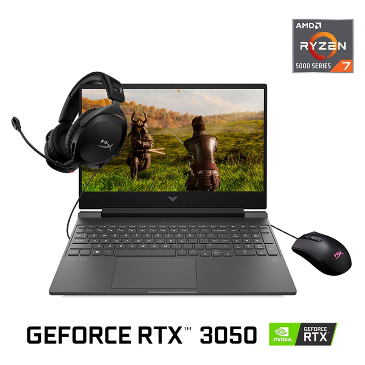 HP - Notebook Gamer Victus 15-FB0126LA AMD Ryzen 7 8GB 512GB SSD RTX 3050 15,6" 144Hz + Accesorios HyperX HP