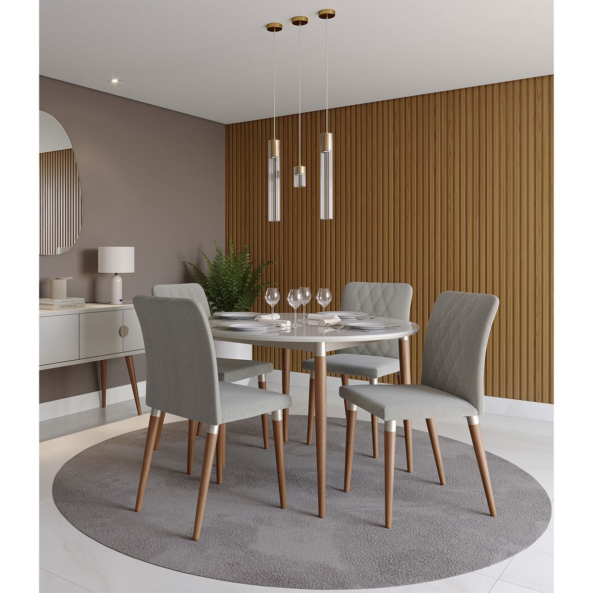 DECOCASA - Comedor Abbey 115 Red Ow + 4 Sillas Abbey Decocasa