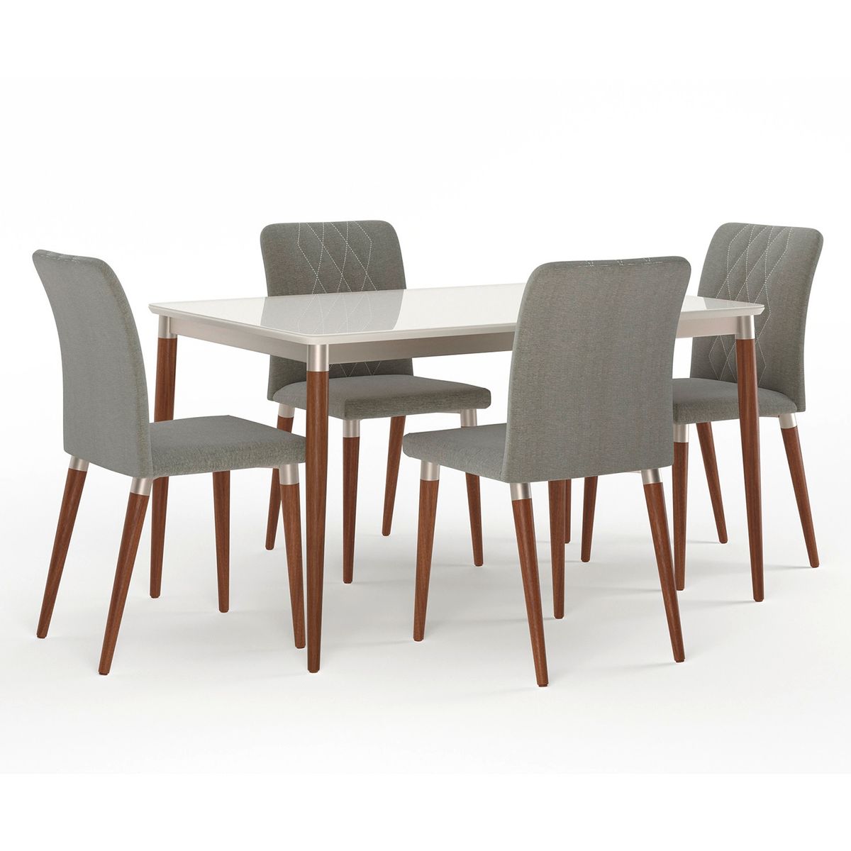 DECOCASA - Comedor Abbey 135 Ow Nat Champ + 4 Sillas Abbey Decocasa