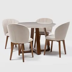 DECOCASA - Comedor Bennet 1.15 Red Ow + 4 Sillas Alba Nat
