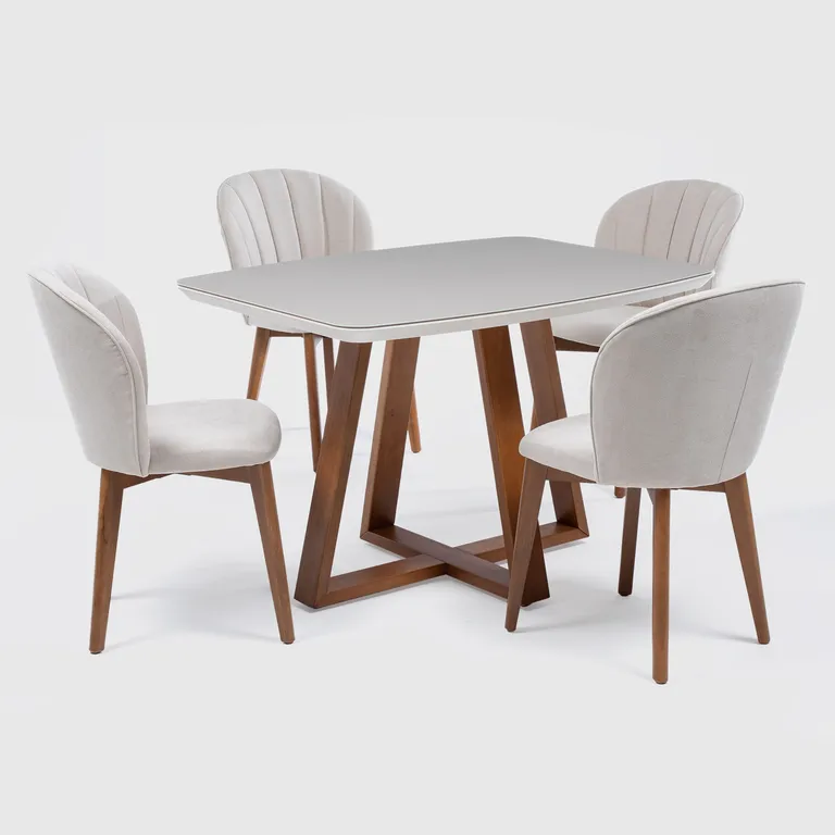 DECOCASA Juego De Comedor Bennet 1.2 Ow + 4 Sillas Alba Nat