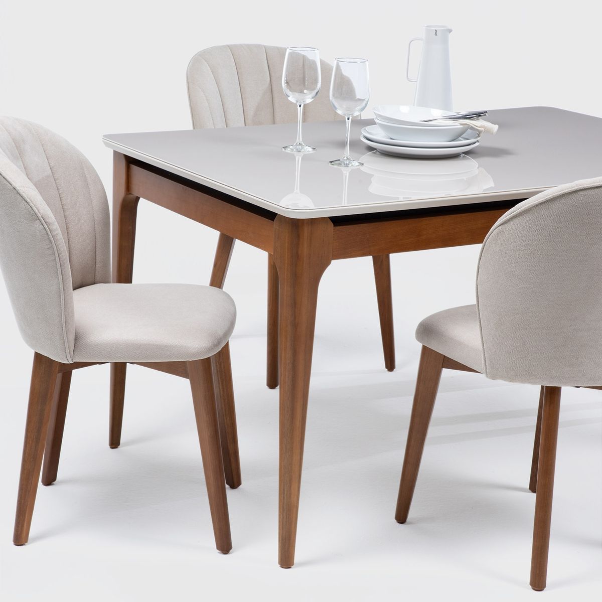 DECOCASA - Juego De Comedor Addar 1.35 Ow + 4 Sillas Alba Nat Decocasa
