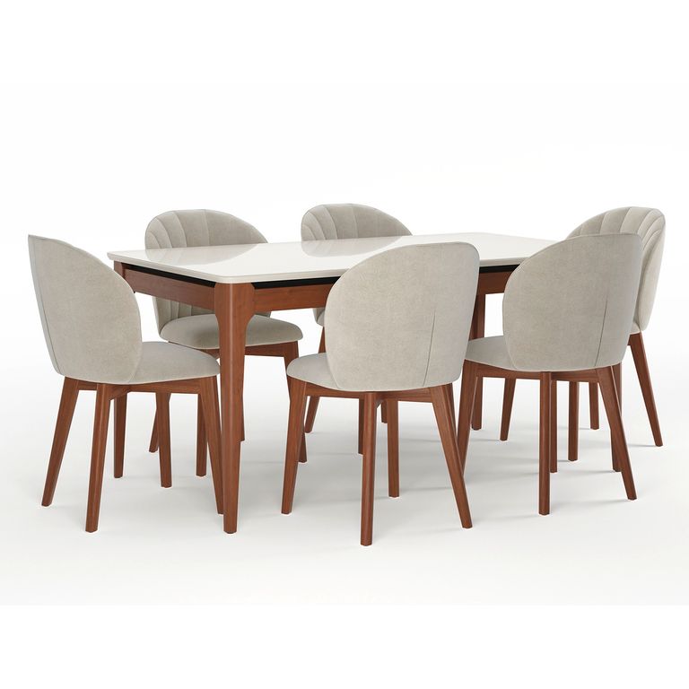 DECOCASA Comedor Addar 1.6 Ow + 6 Sillas Alba Nat