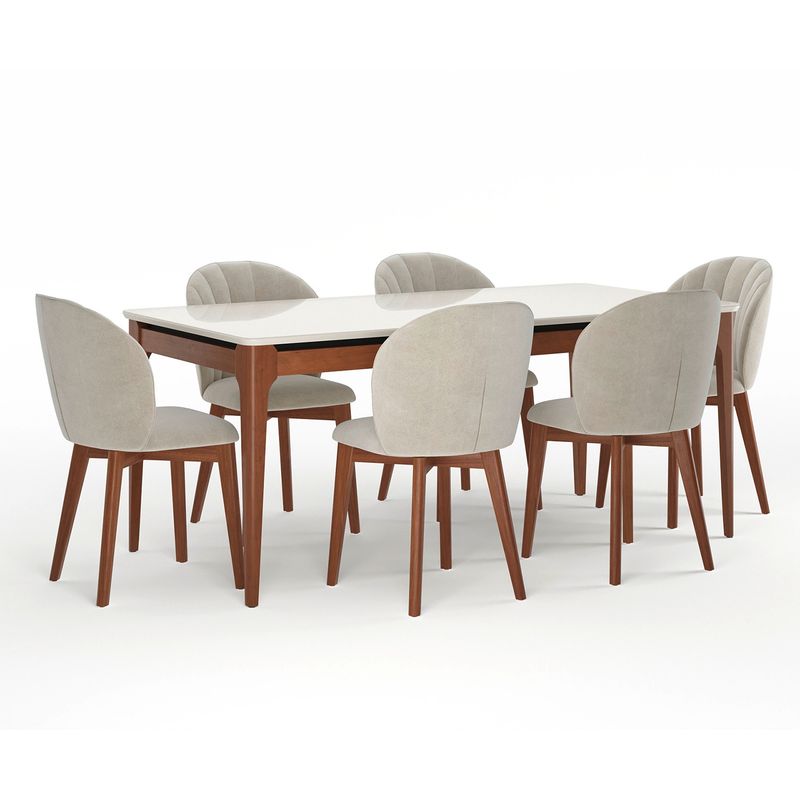 DECOCASA - Comedor Addar 1.8 Ow + 6 Sillas Alba Nat Decocasa