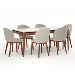 DECOCASA - Comedor Addar 1.8 Ow + 6 Sillas Alba Nat
