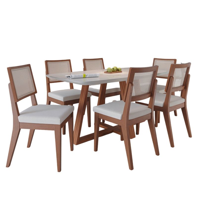 DECOCASA - Comedor Bennet 1.6 + 6 Sillas Saga Ratán Nat Decocasa