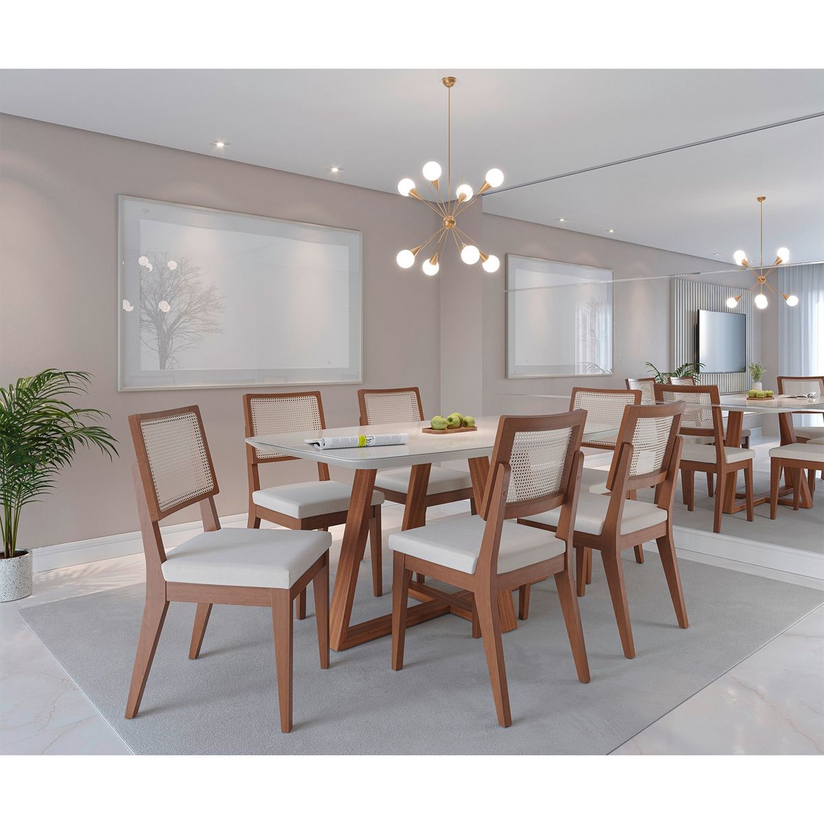DECOCASA - Juego de Comedor Bennet 6 Sillas Saga Ratan TS L02 Decocasa