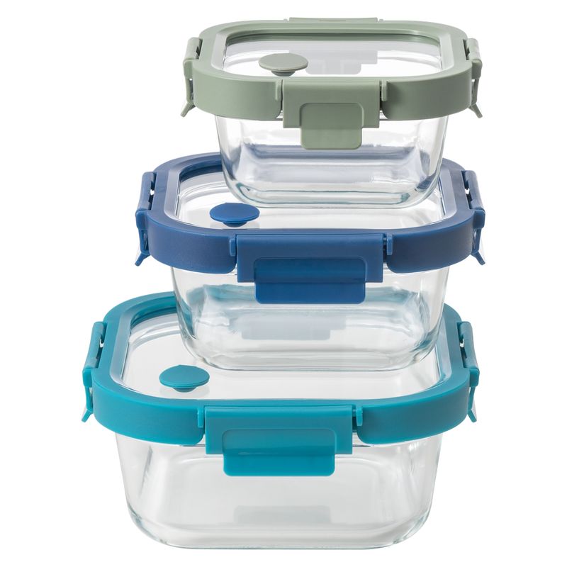 KW - Set 3 Contenedores Vidrio 320 Ml, 520 Ml, 800 Ml Kw