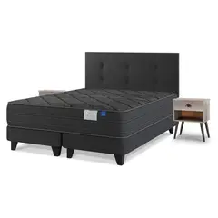 FLEX - Cama Europea 2 Plazas Black Mueble + Respaldo