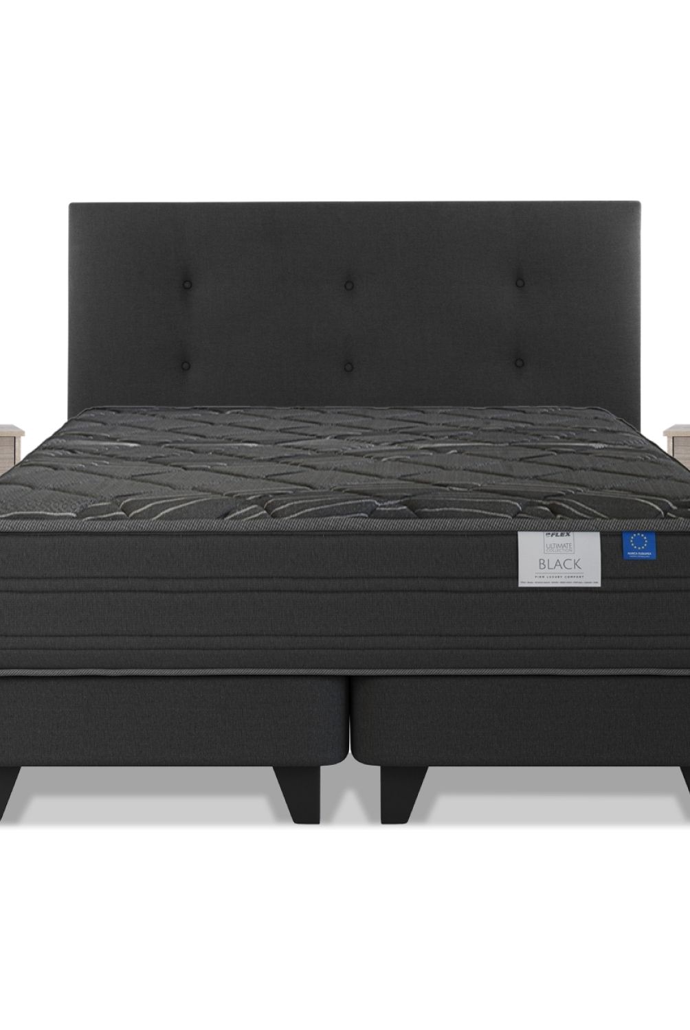 FLEX - Cama Europea 2 Plazas Black Flex Mueble + Respaldo