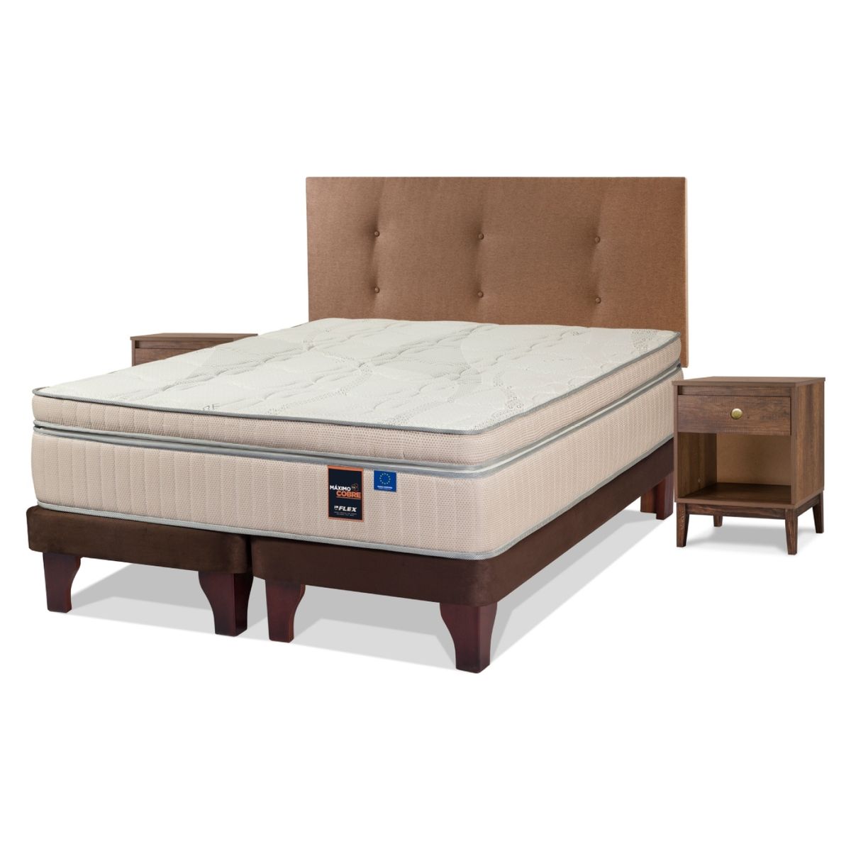 FLEX - Cama Europea 2 Plazas Maximo Cobre Flex Mueble + Respaldo