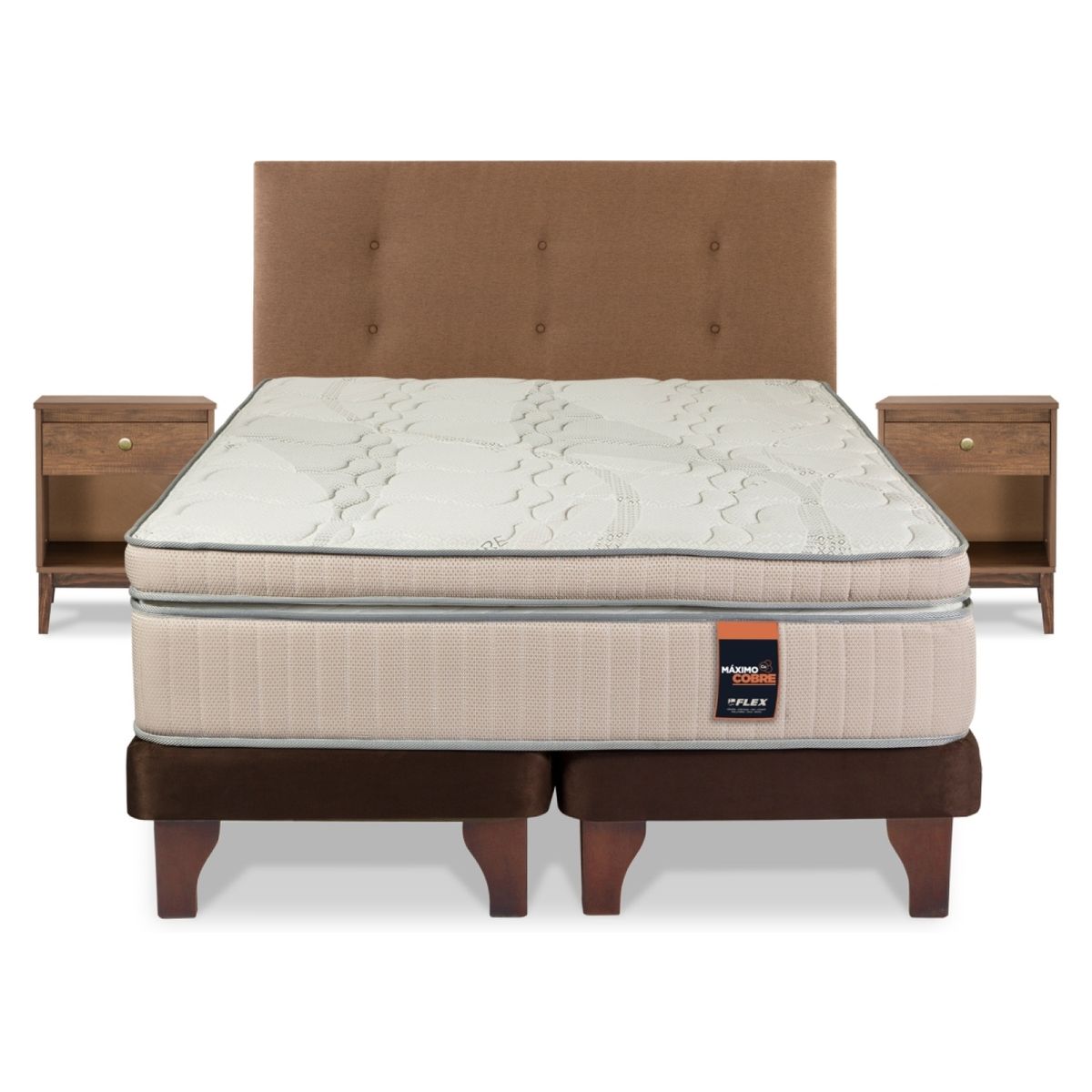 FLEX - Cama Europea 2 Plazas Maximo Cobre Flex Mueble + Respaldo