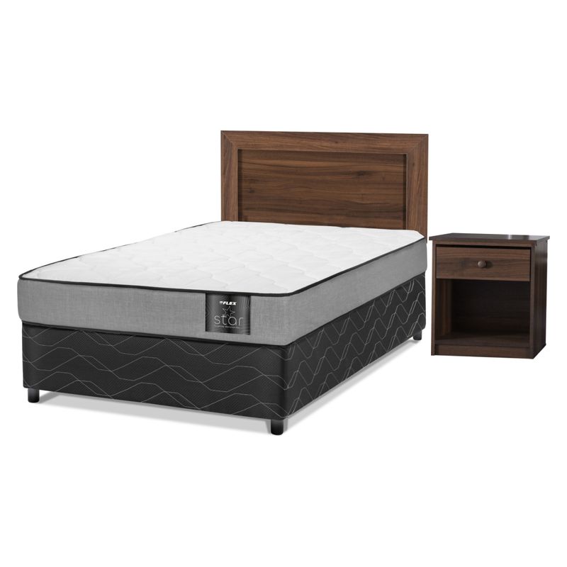 FLEX - Cama Americana 1 Plaza Star Flex Mueble + Respaldo