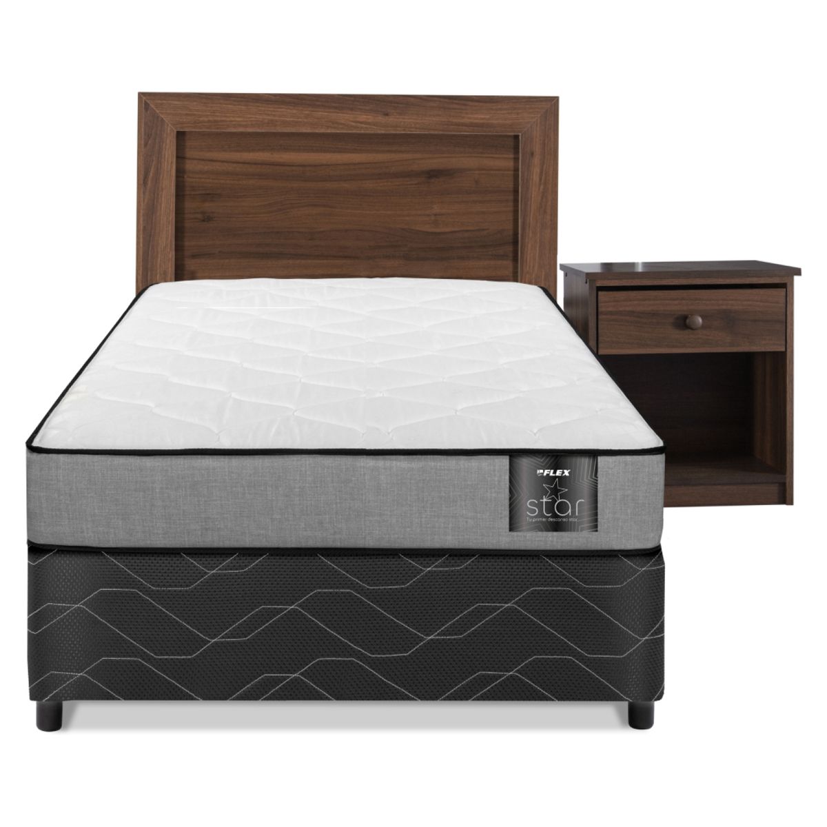 FLEX - Cama Americana 1.5 Plazas Star Flex Mueble + Respaldo